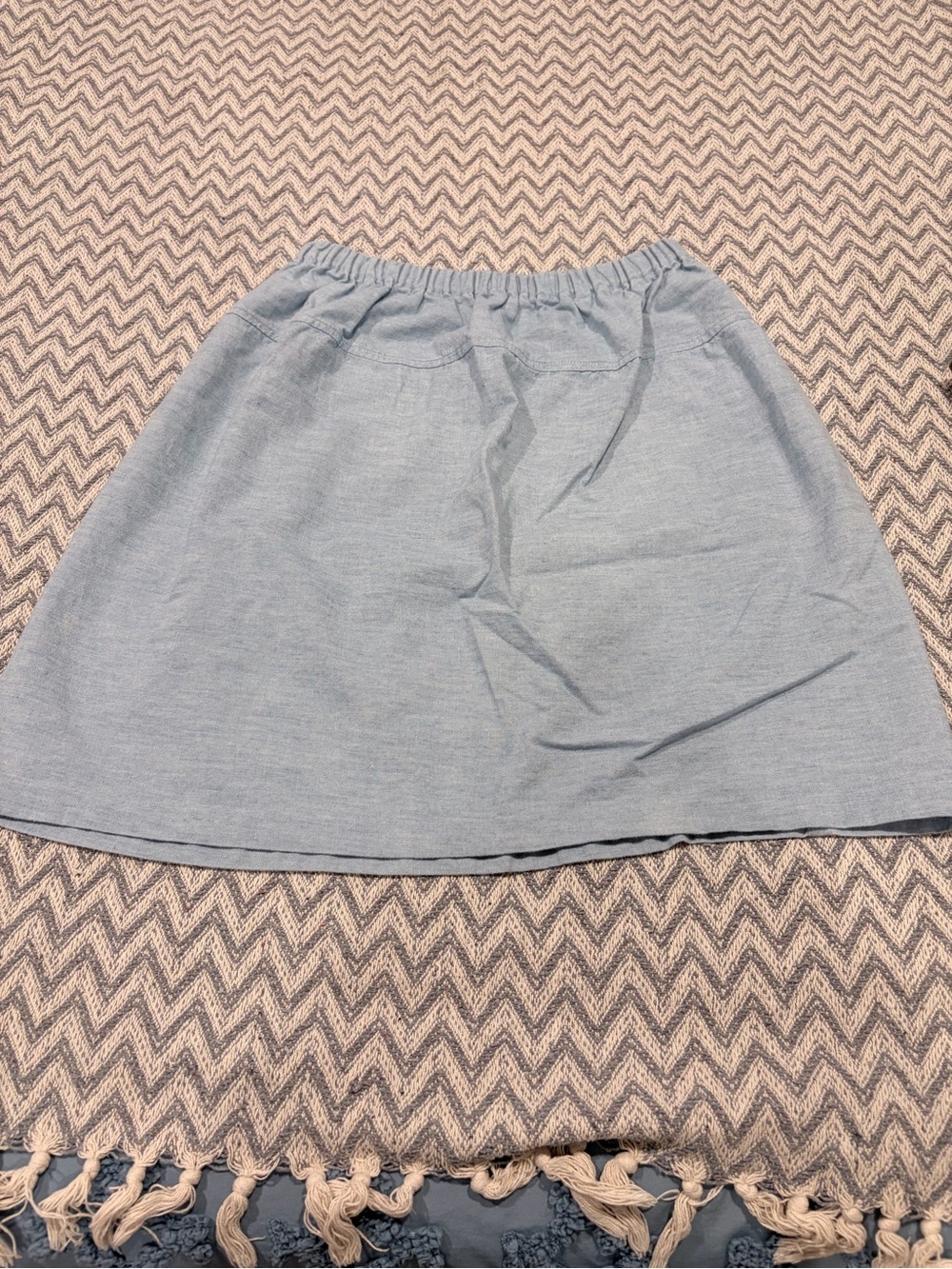Y2K Chambray Mini Skirt Elastic Waist Blue A-Line Small Medium